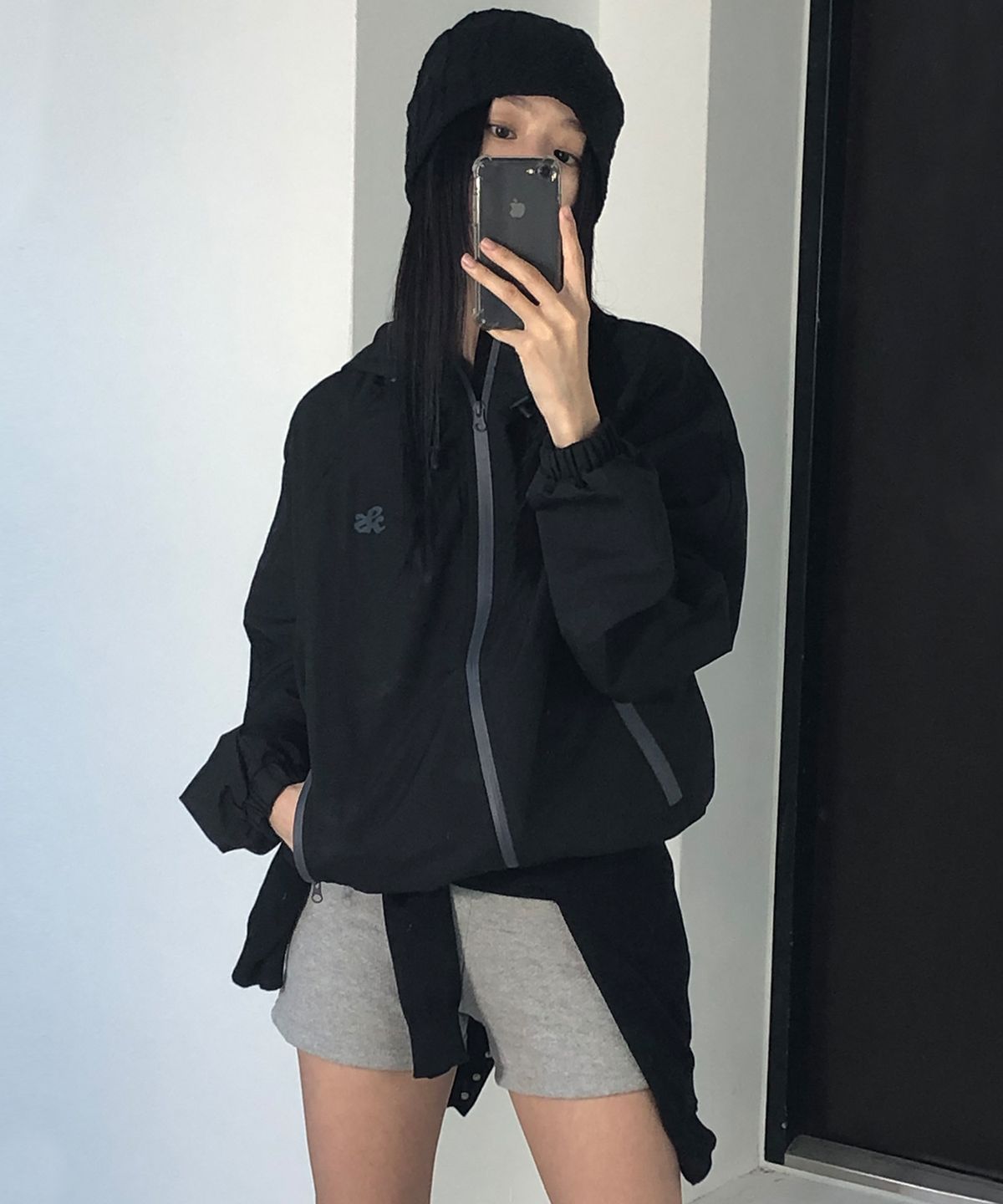 칙스(CHICKS) 데일리 윈드브레이커 블랙
