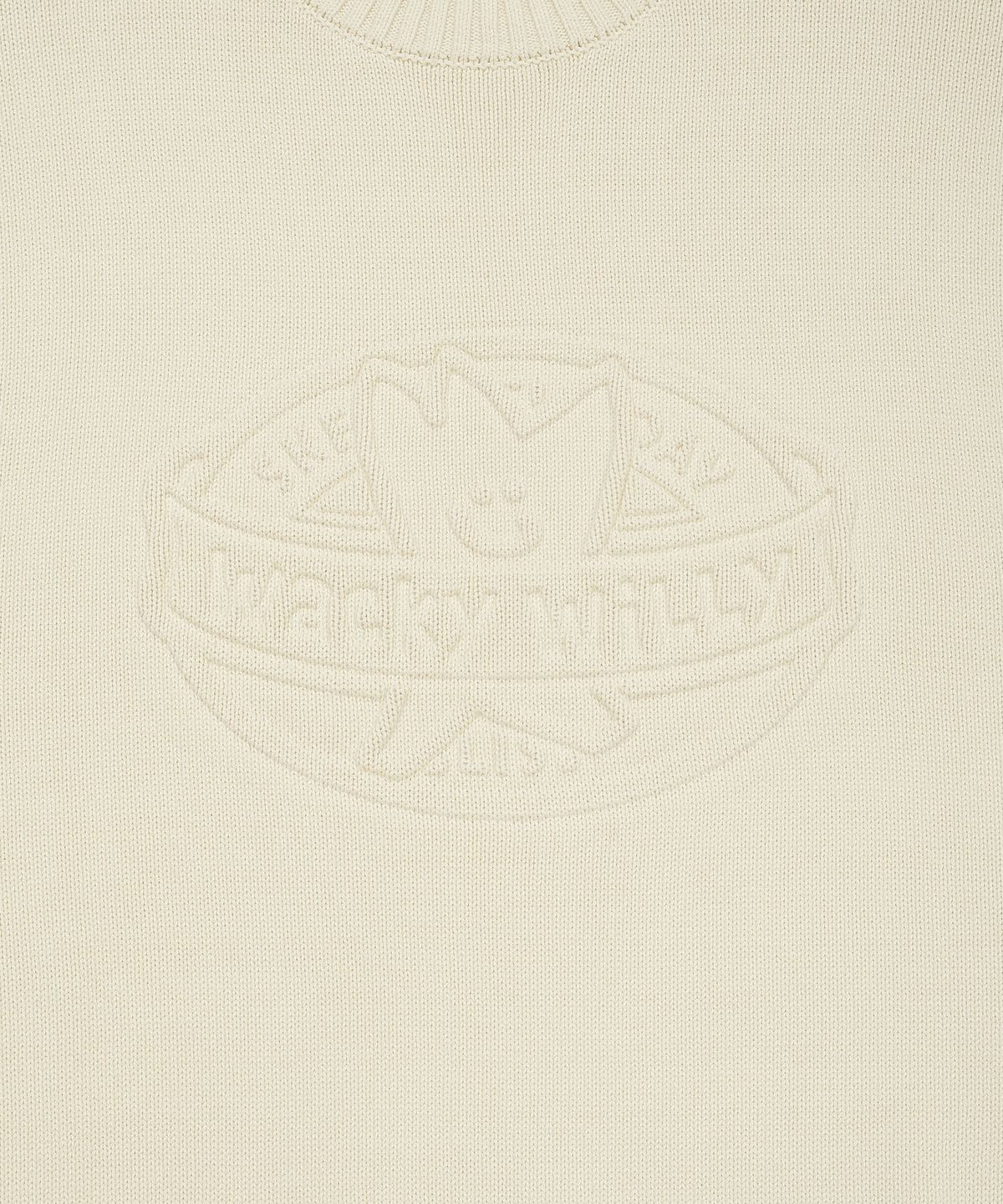 와키윌리(WACKY WILLY) 엠보 로고 풀오버 스웨터 크림