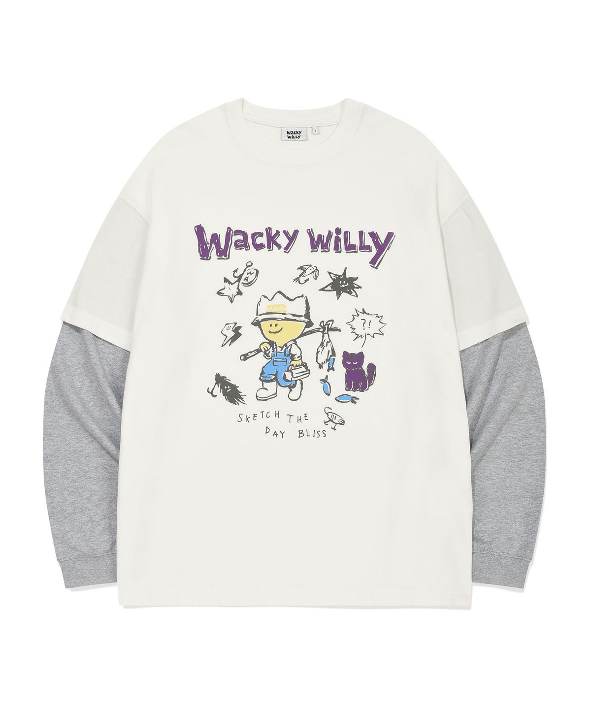 와키윌리(WACKY WILLY) 키키 레이어드 롱슬리브 화이트