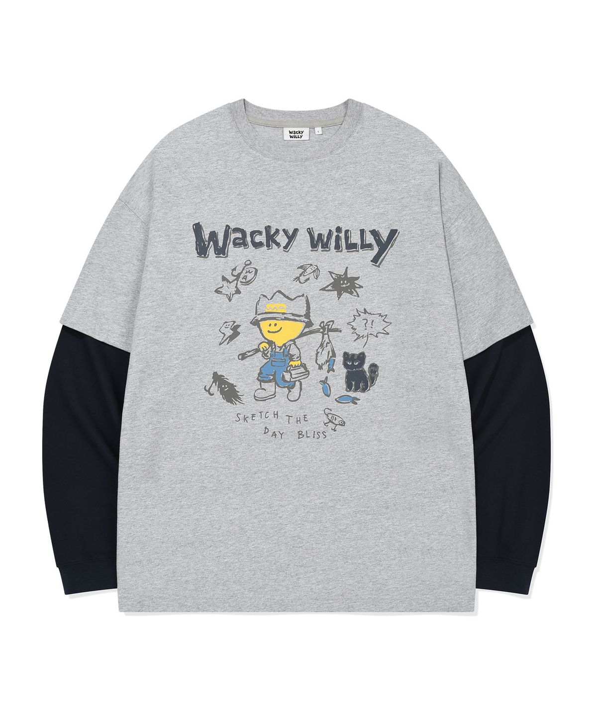 와키윌리(WACKY WILLY) 키키 레이어드 롱슬리브 그레이