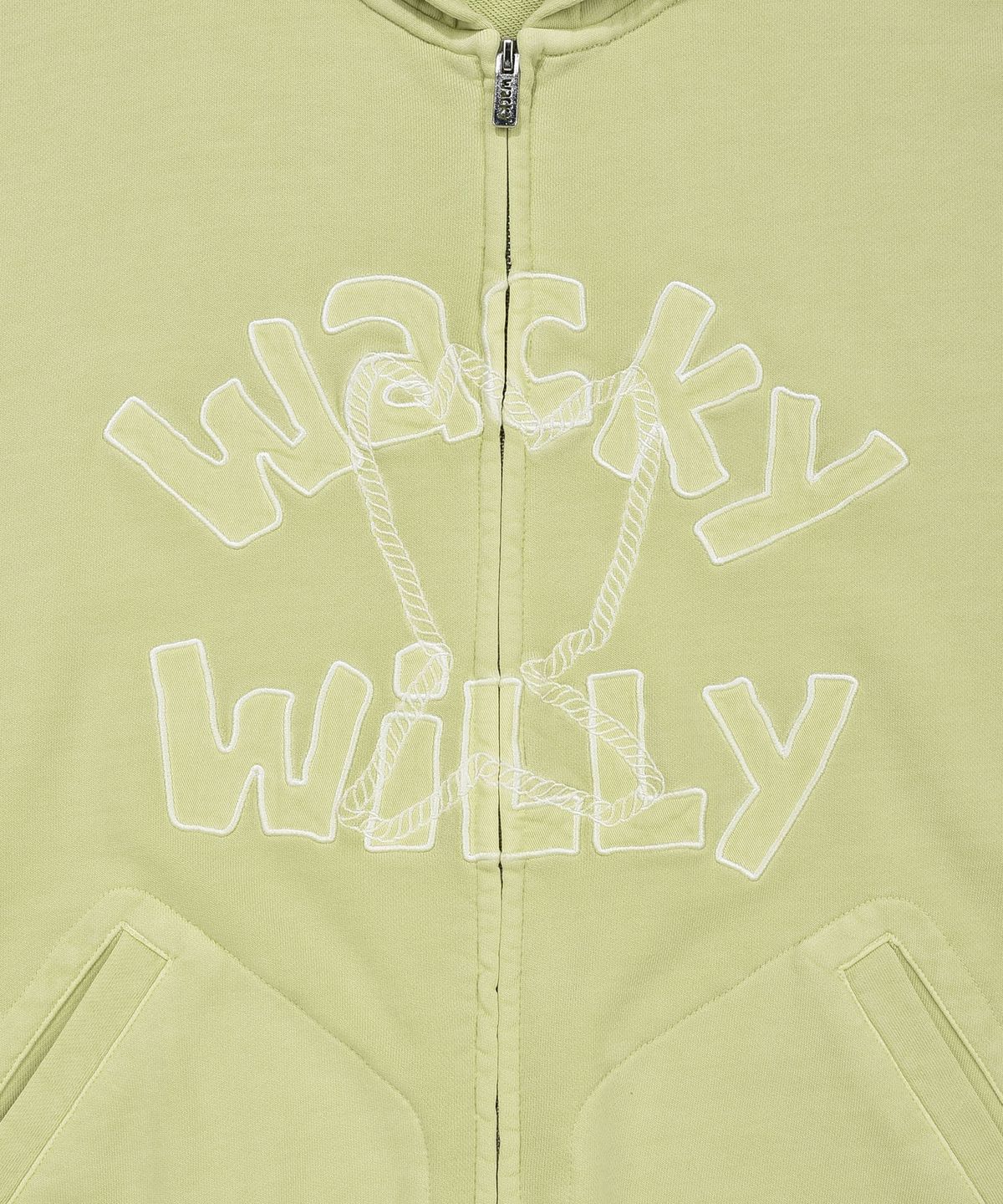 와키윌리(WACKY WILLY) 피그먼트 빈티지 후드집업 그린