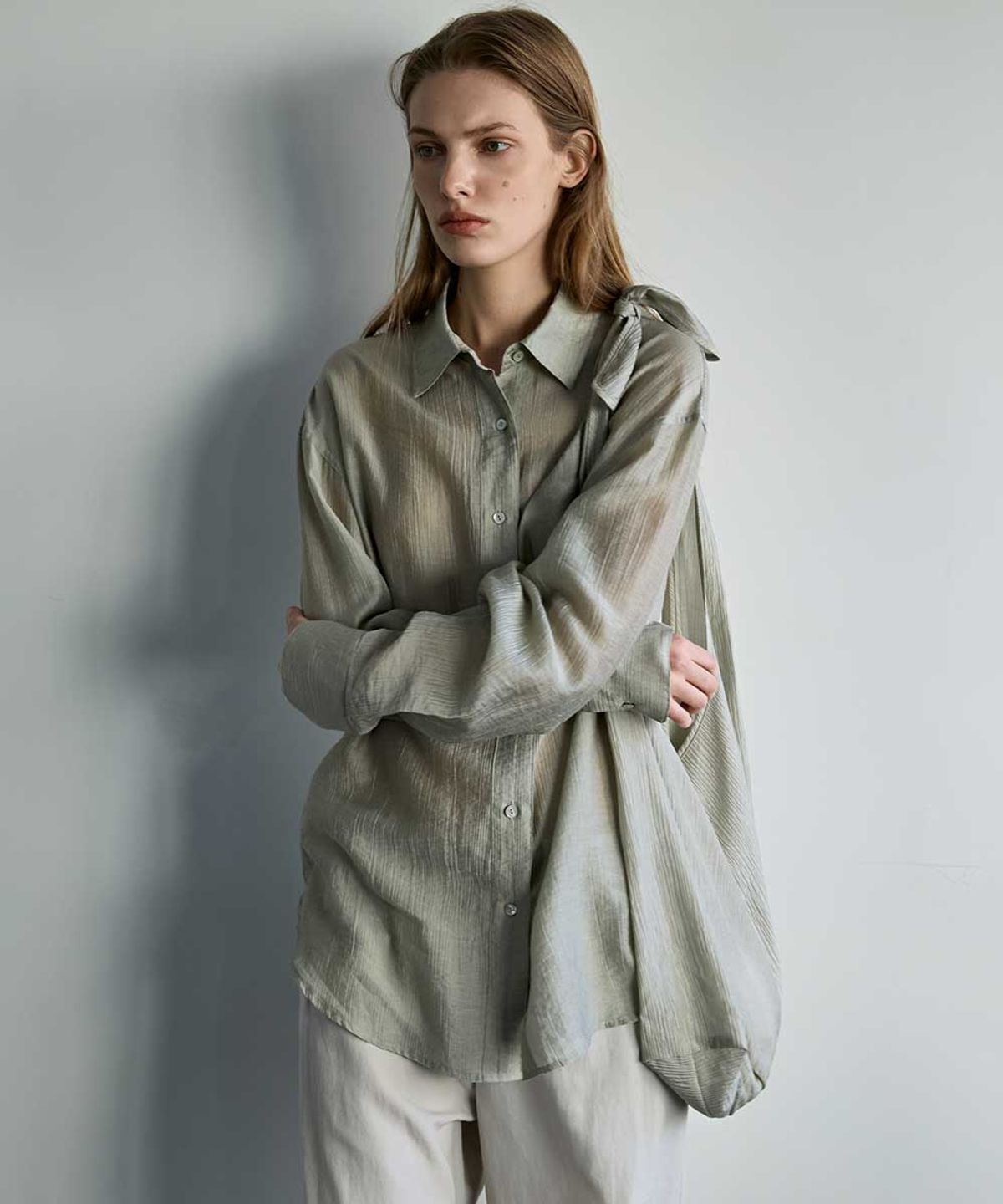러프사이드 화이트라벨(ROUGH SIDE WHITE LABEL) Wrinkle Shirt Sage