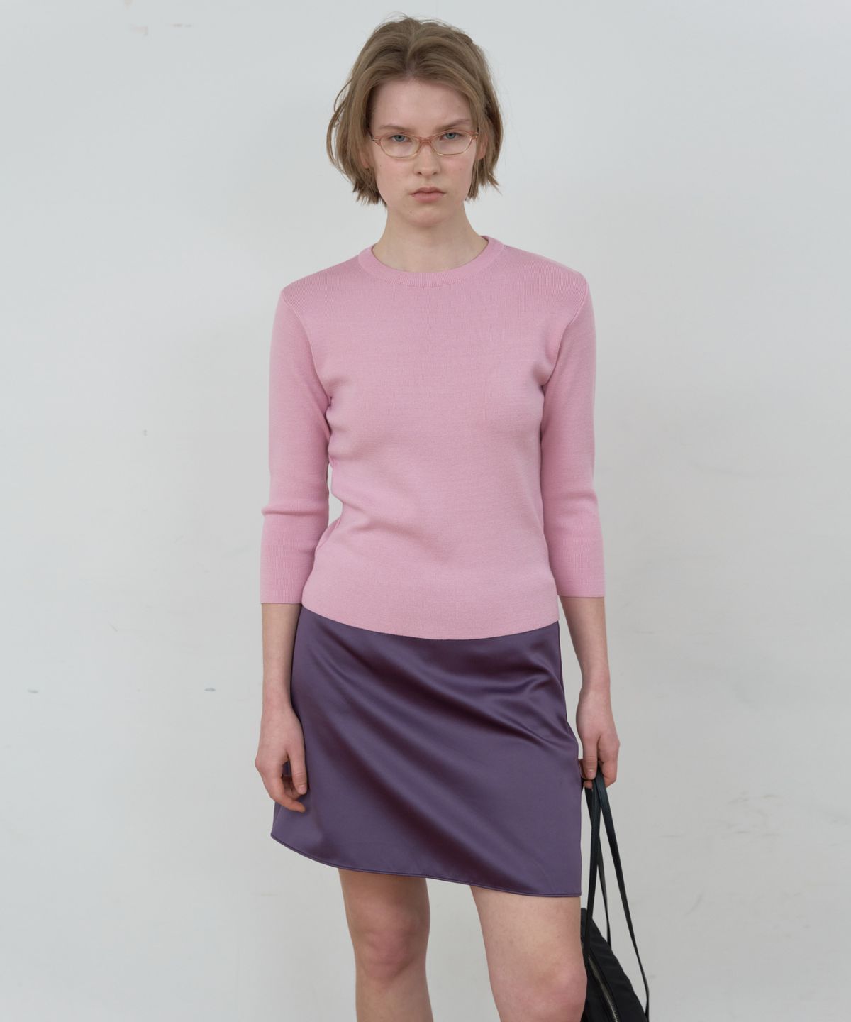 마조네(MA JOURNEE) SATIN MINI SKIRT_PURPLE