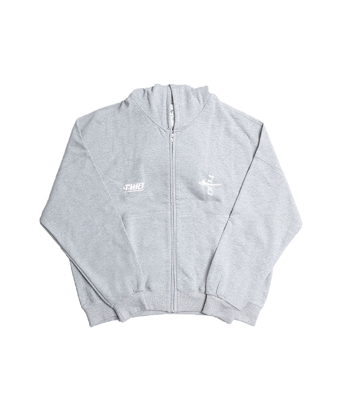 투위드(TUEWID) Tuewid day set up box zip-up hoodie In Melange gray