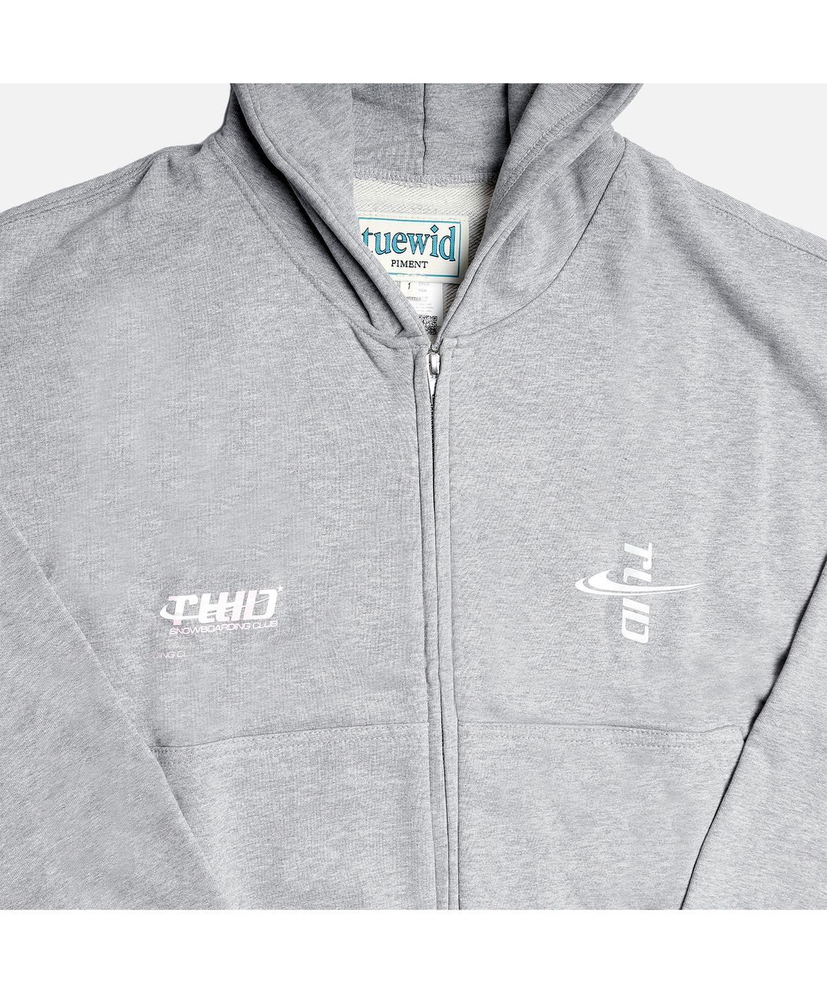 투위드(TUEWID) Tuewid day set up box zip-up hoodie In Melange gray