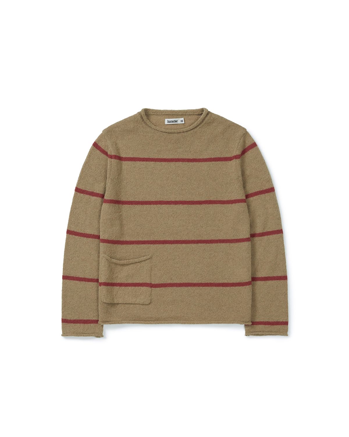 카락터(KARACTOR) Roll-up stripe pocket knit / Beige
