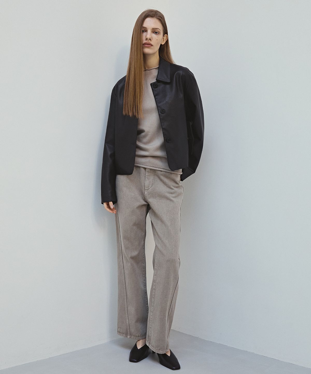 러프사이드 화이트라벨(ROUGH SIDE WHITE LABEL) Twist Denim Pants Greige