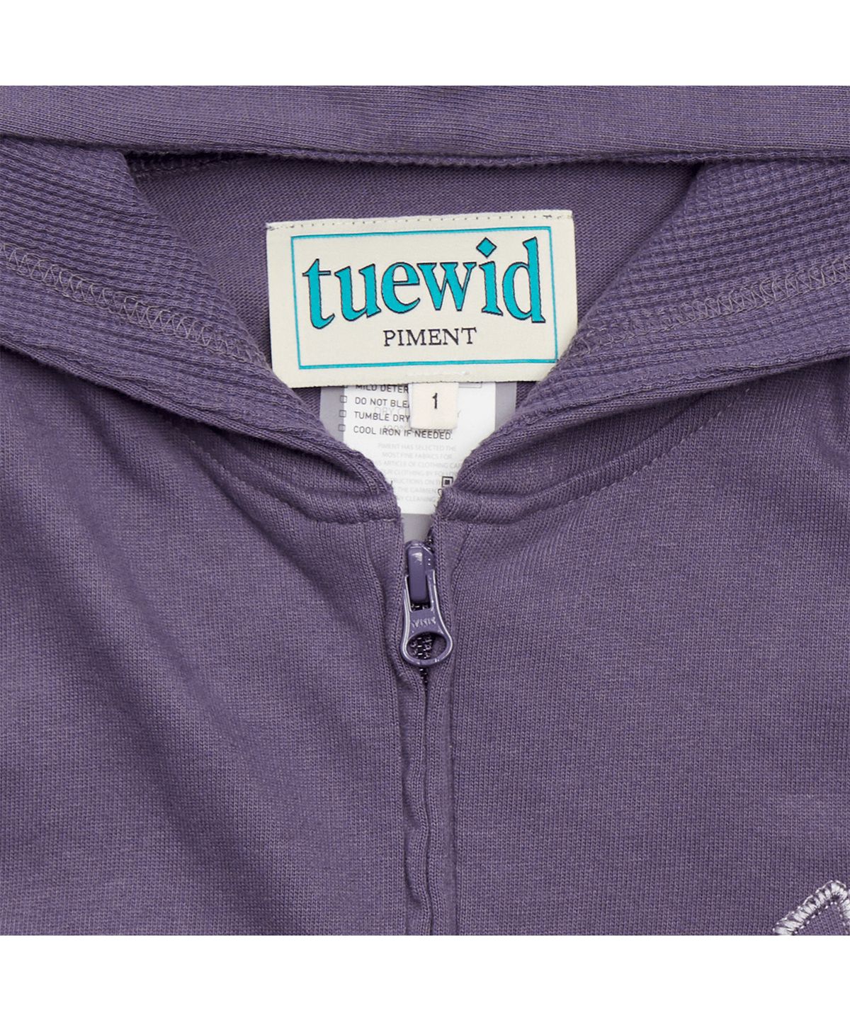 투위드(TUEWID) Tuewid waffle patched set up purple hoodie zip up