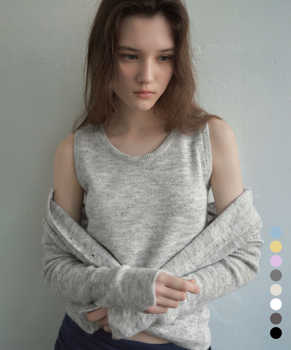 씨타(CITTA) [SET]Essential Wool Round Knit Cardigan Set Up(8color)