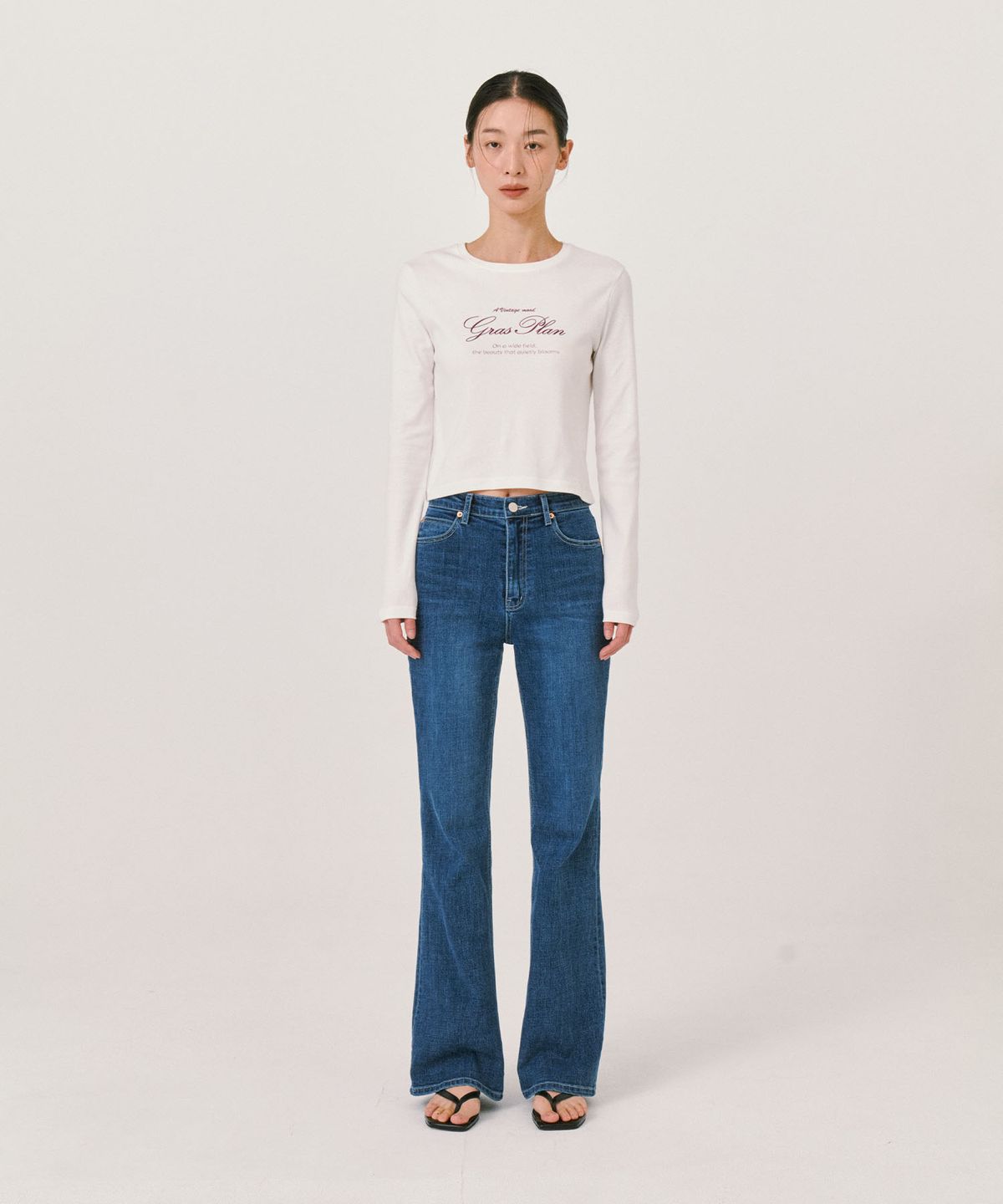 그라스플랜(GRASPLAN) Long sleeve Crop T-Shirt_Ivory