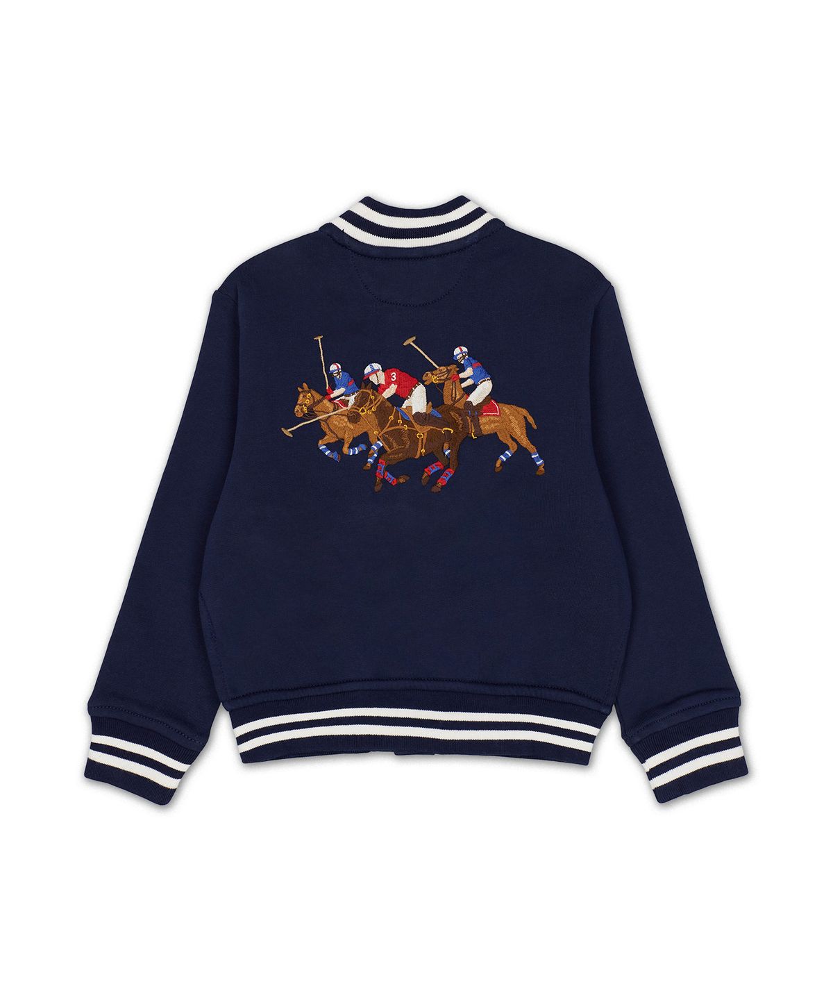 폴로 랄프 로렌 칠드런(POLO RALPH LAUREN CHILDREN) 트리플 포니 플리스 베이스볼 재킷-네이비