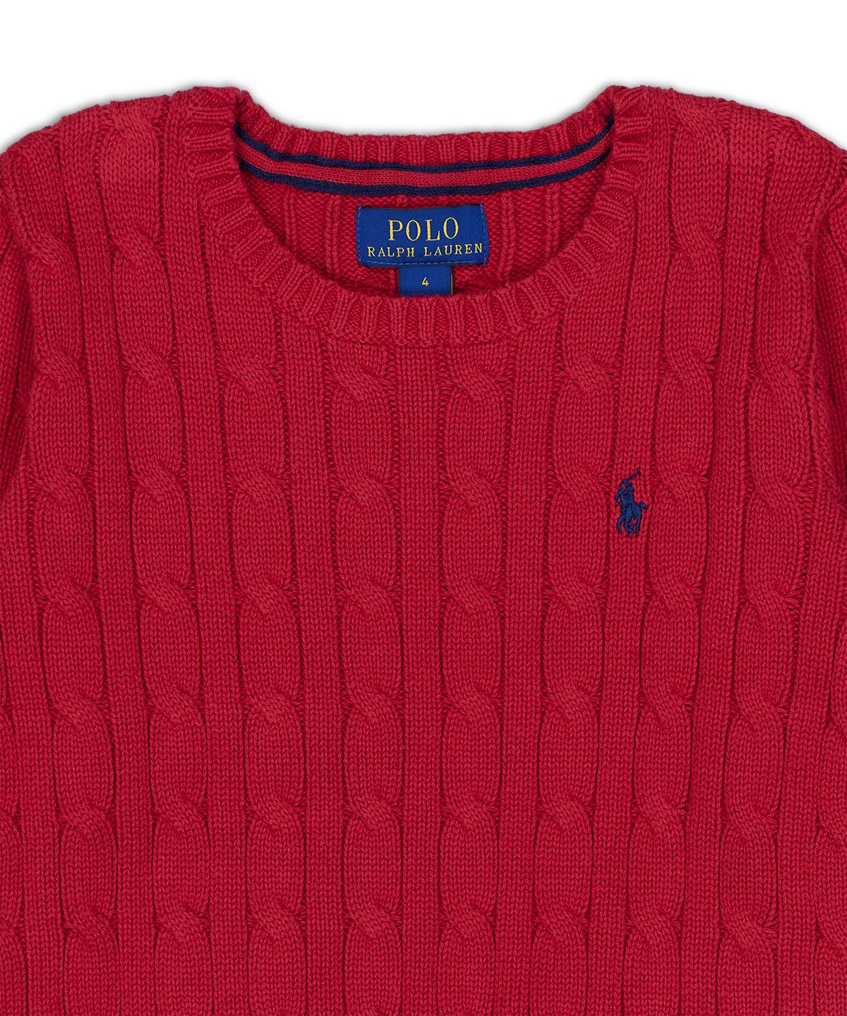 폴로 랄프 로렌 칠드런(POLO RALPH LAUREN CHILDREN) 케이블 니트 코튼 스웨터-레드