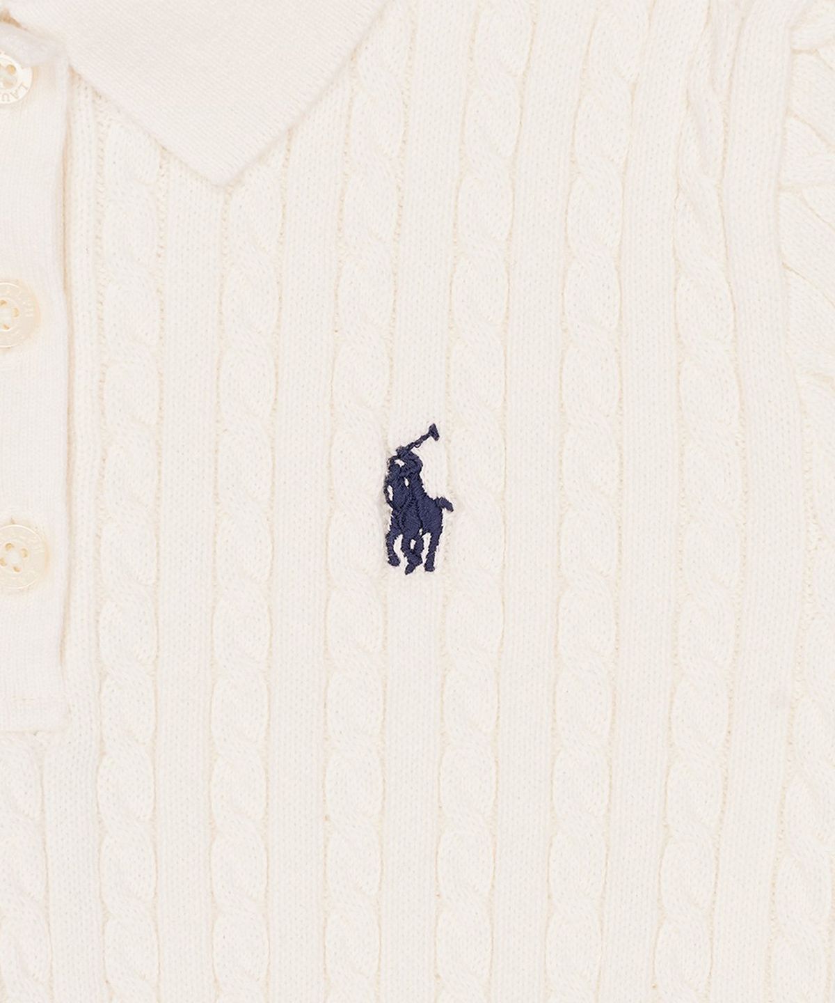 폴로 랄프 로렌 칠드런(POLO RALPH LAUREN CHILDREN) 미니 케이블 코튼 폴로 스웨터-화이트