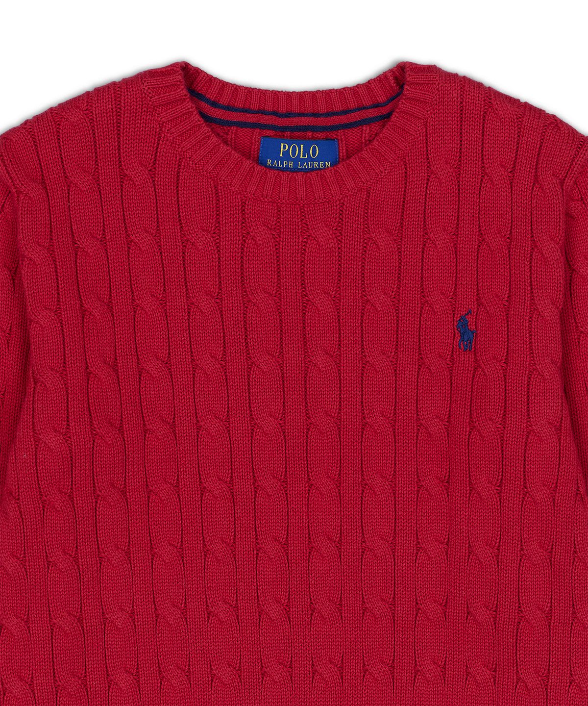 폴로 랄프 로렌 칠드런(POLO RALPH LAUREN CHILDREN) 케이블 니트 코튼 스웨터-레드