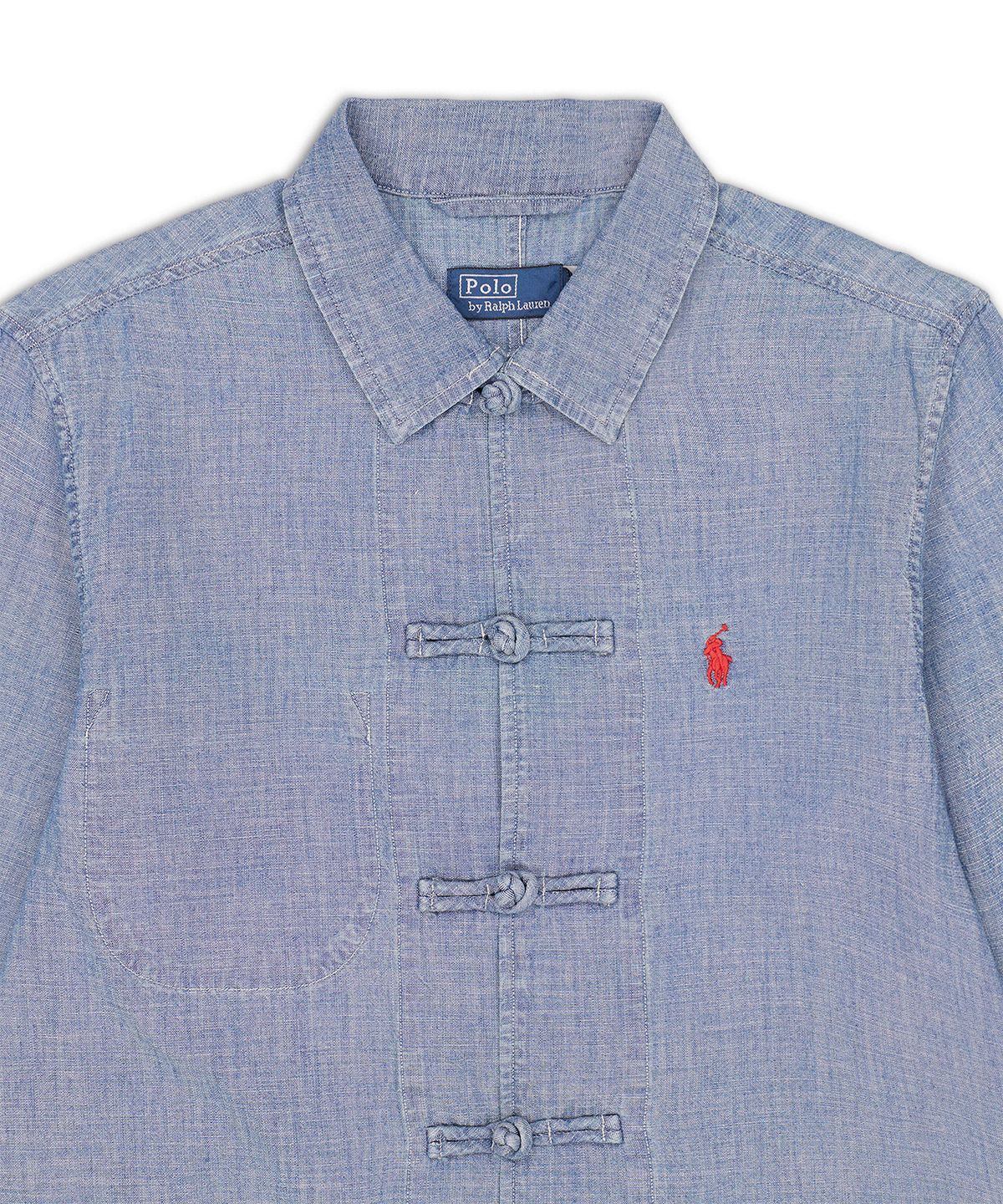 폴로 랄프 로렌 칠드런(POLO RALPH LAUREN CHILDREN) 코튼 샴브레이 셔츠-블루