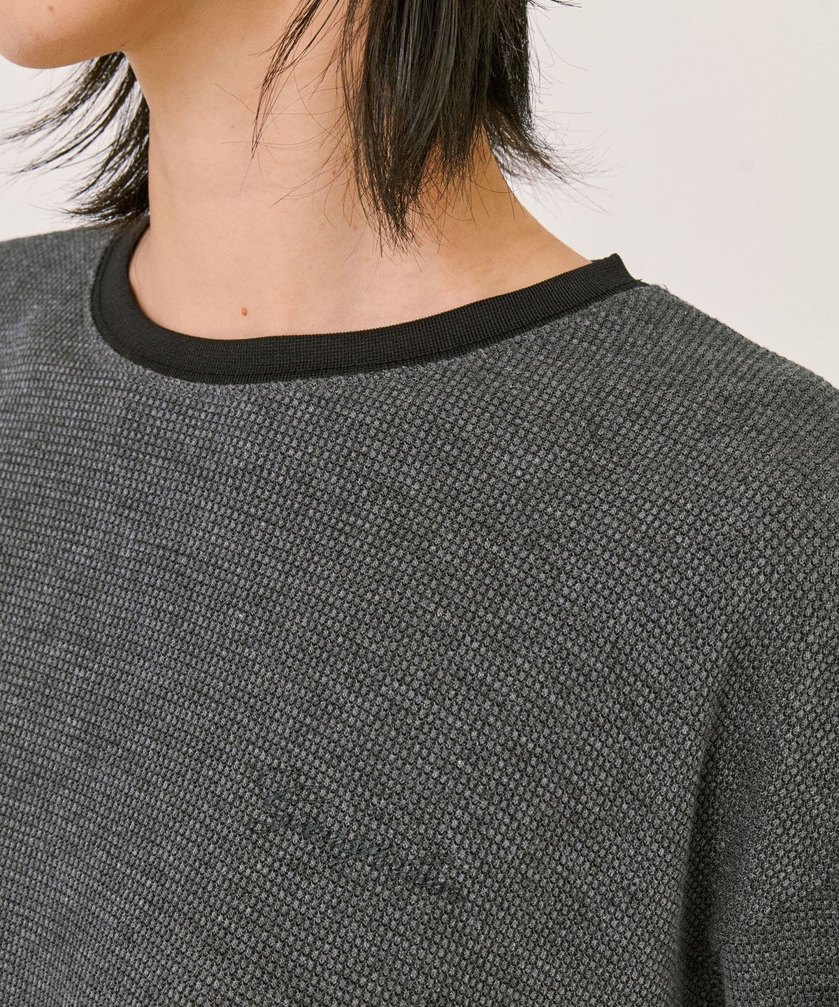 그라스플랜(GRASPLAN) Waffle Long sleeve T-Shirt_Charcoal