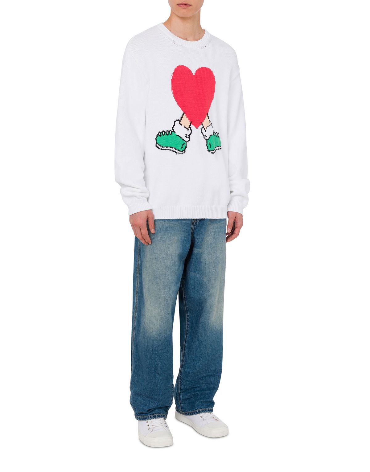 모스키노(MOSCHINO) 하트 그래픽 코튼 혼방 스웨터