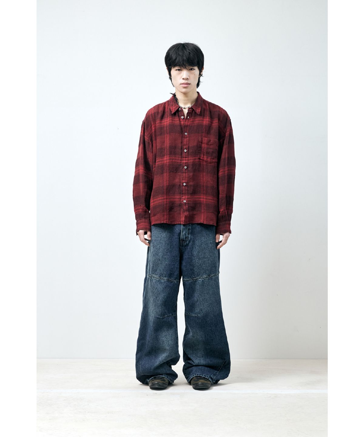 해칭룸(HATCHINGROOM) Wide Line Jeans Blue