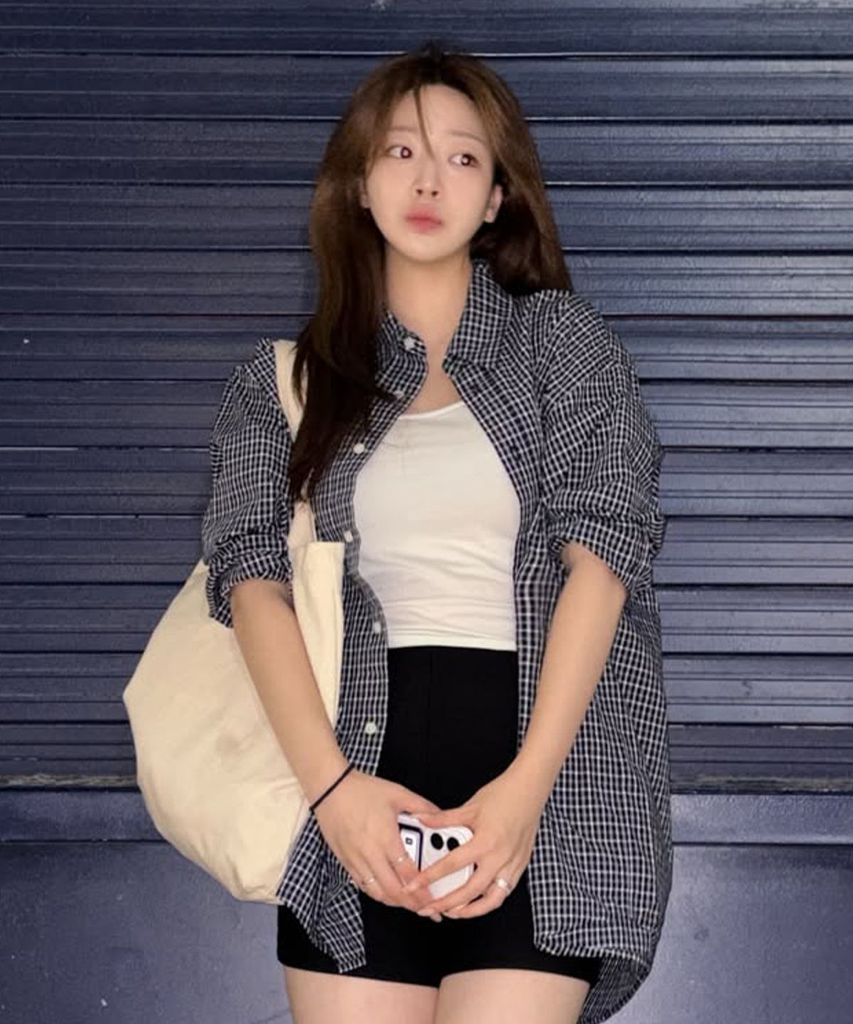 어반디타입(URBANDTYPE) 빈티지 코티지 체크 셔츠_네이비