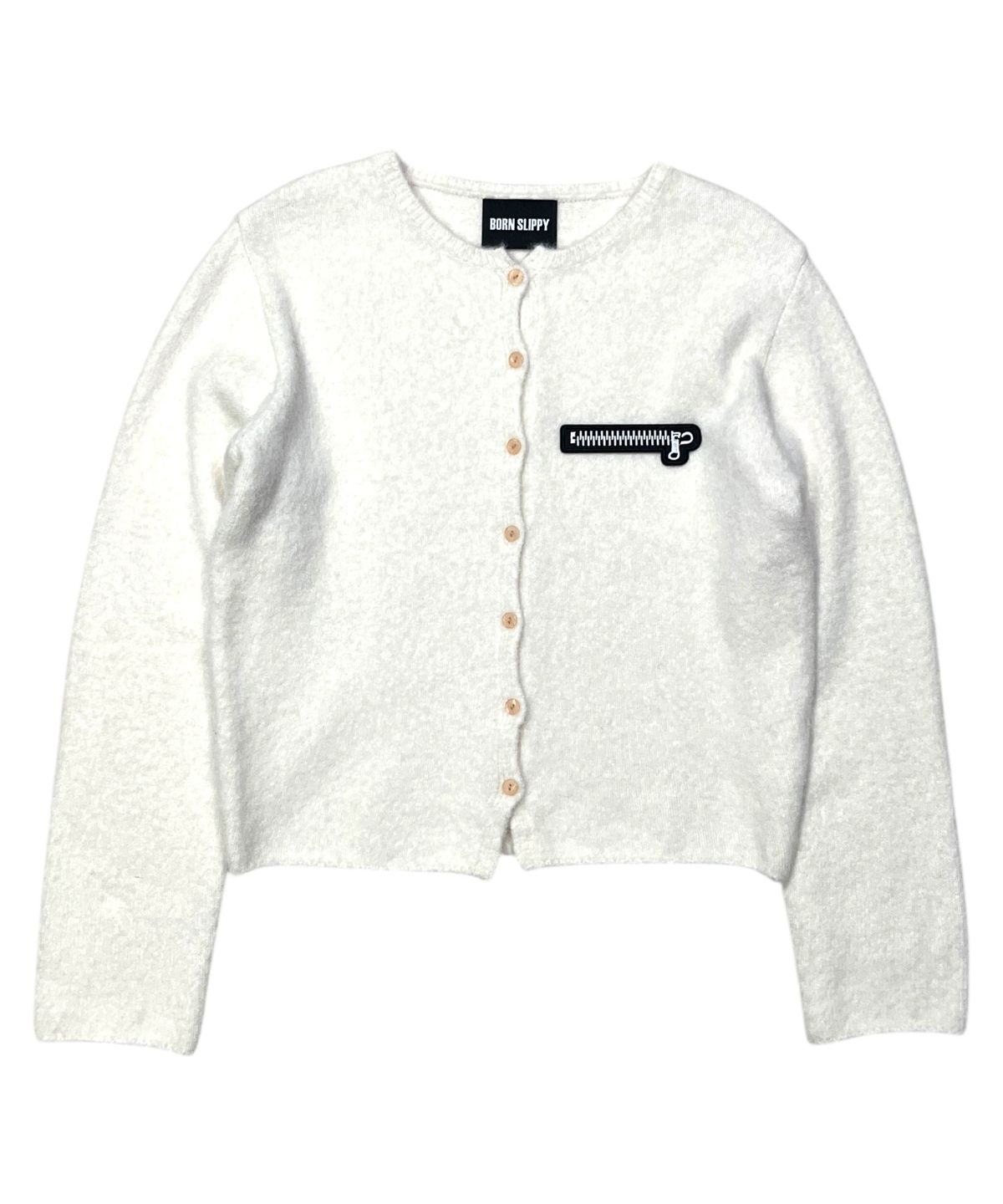 본슬리피(BORN SLIPPY) Soft Wool No-Heart Zip Cardigan (Ivory)