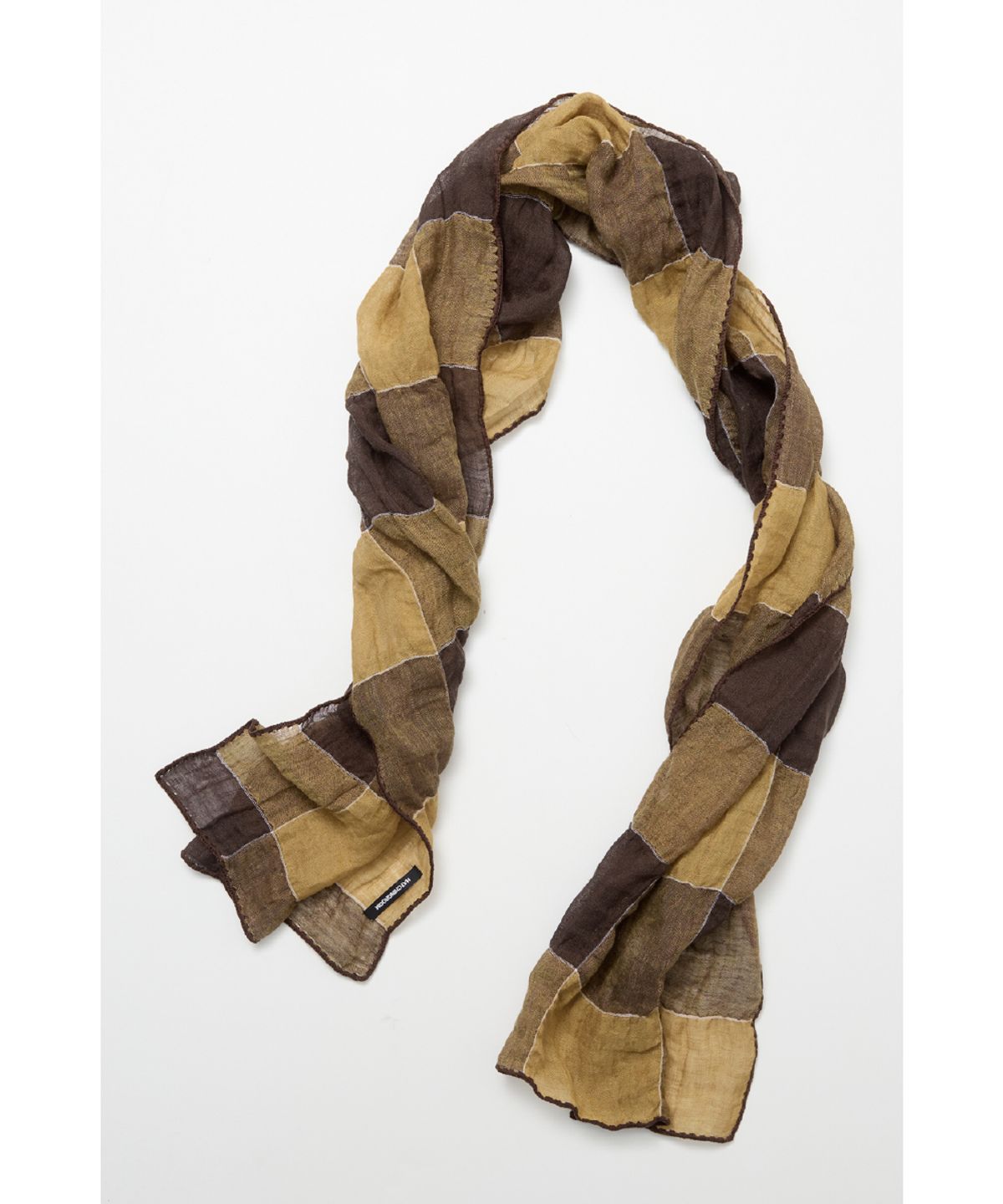 해칭룸(HATCHINGROOM) Check Scarf Linen Brown/Yellow