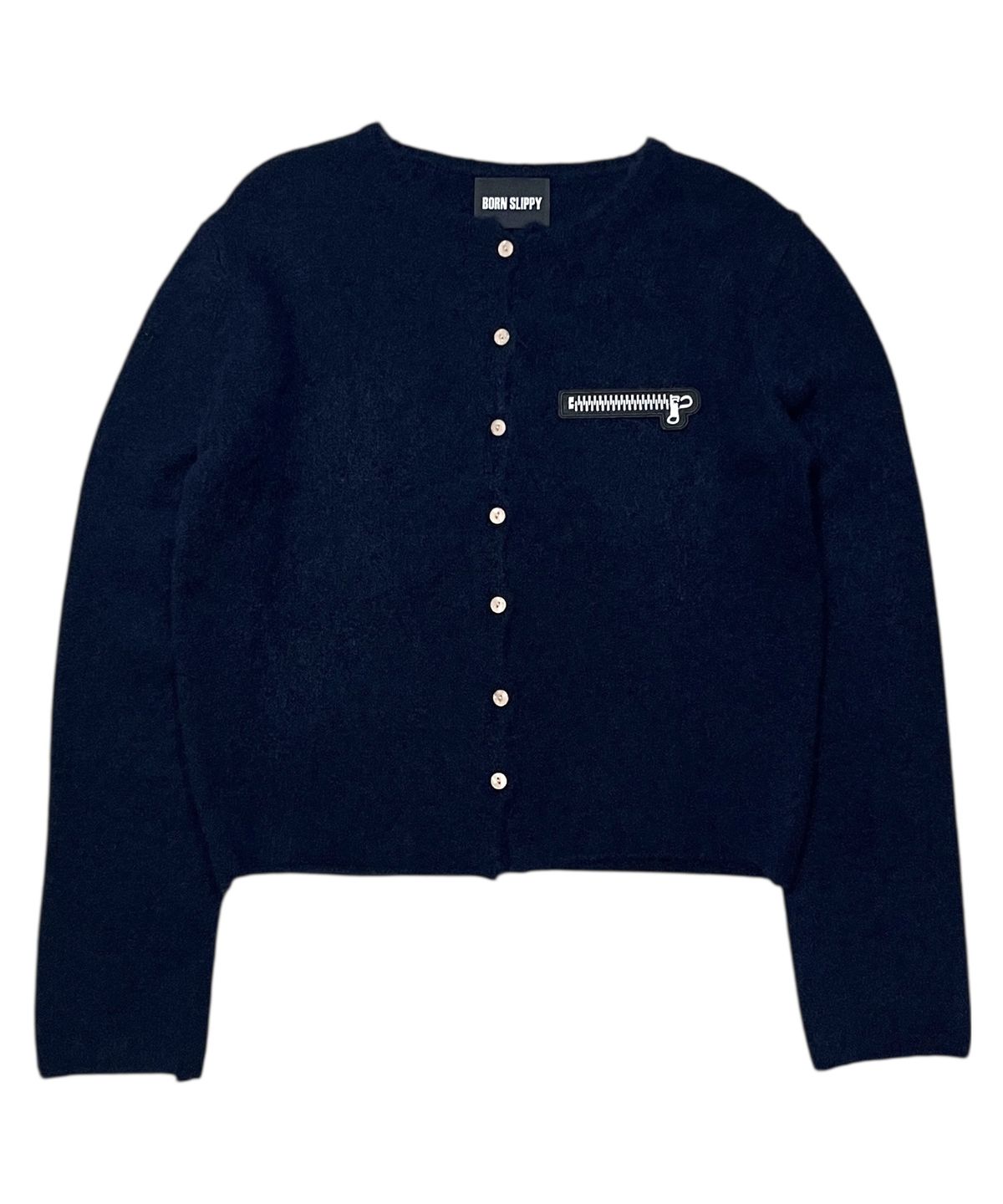 본슬리피(BORN SLIPPY) Soft Wool No-Heart Zip Cardigan (Navy)