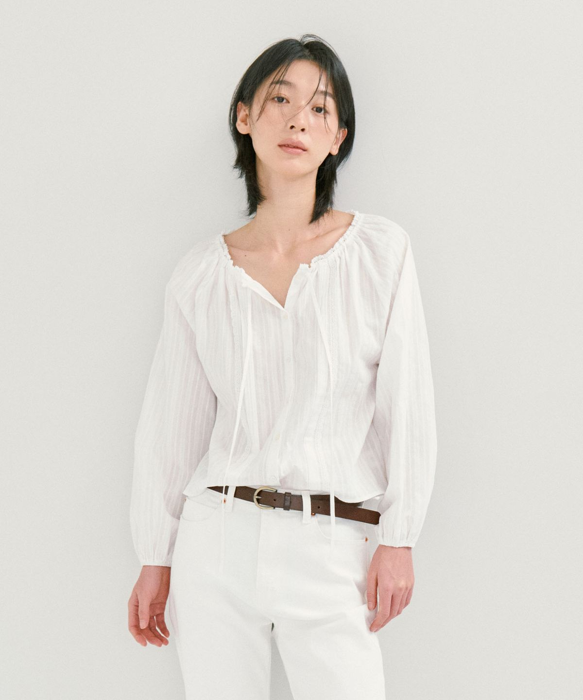 그라스플랜(GRASPLAN) Soft Lace Blouse_Ivory