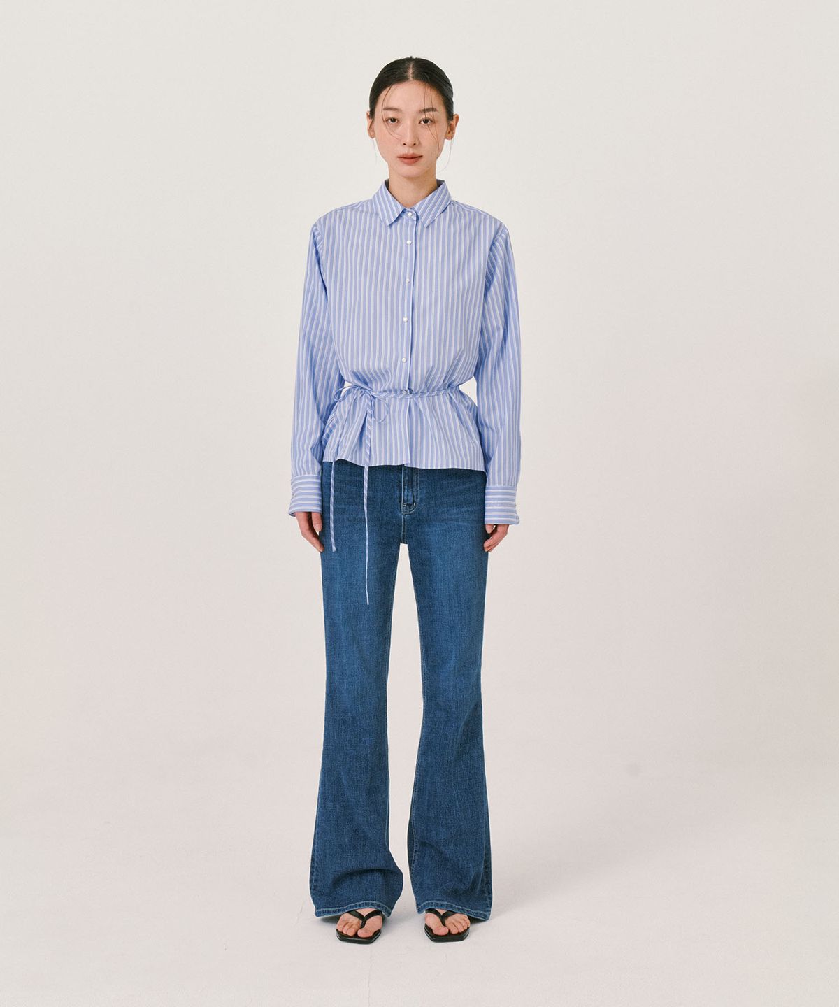 그라스플랜(GRASPLAN) Stripe Tie Blouse_Blue