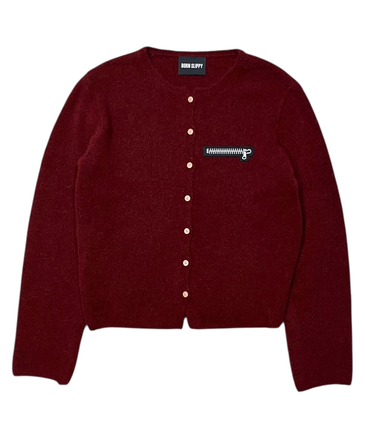 본슬리피(BORN SLIPPY) Soft Wool No-Heart Zip Cardigan (Red)