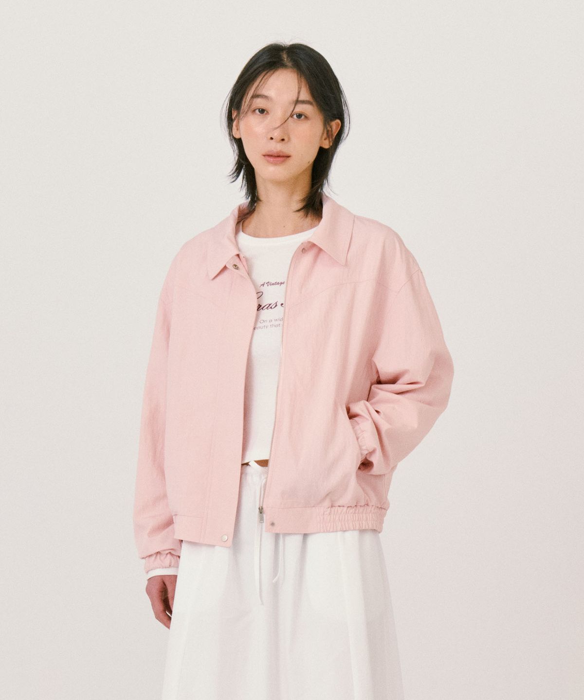 그라스플랜(GRASPLAN) Casual Cotton Blouson Jacket_Pink