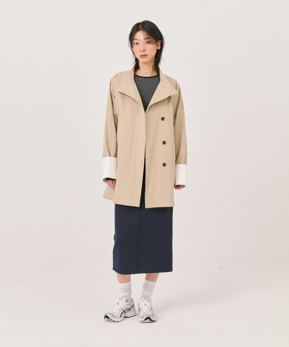 그라스플랜(GRASPLAN) Minimal Half Trench Jacket_Light Beige