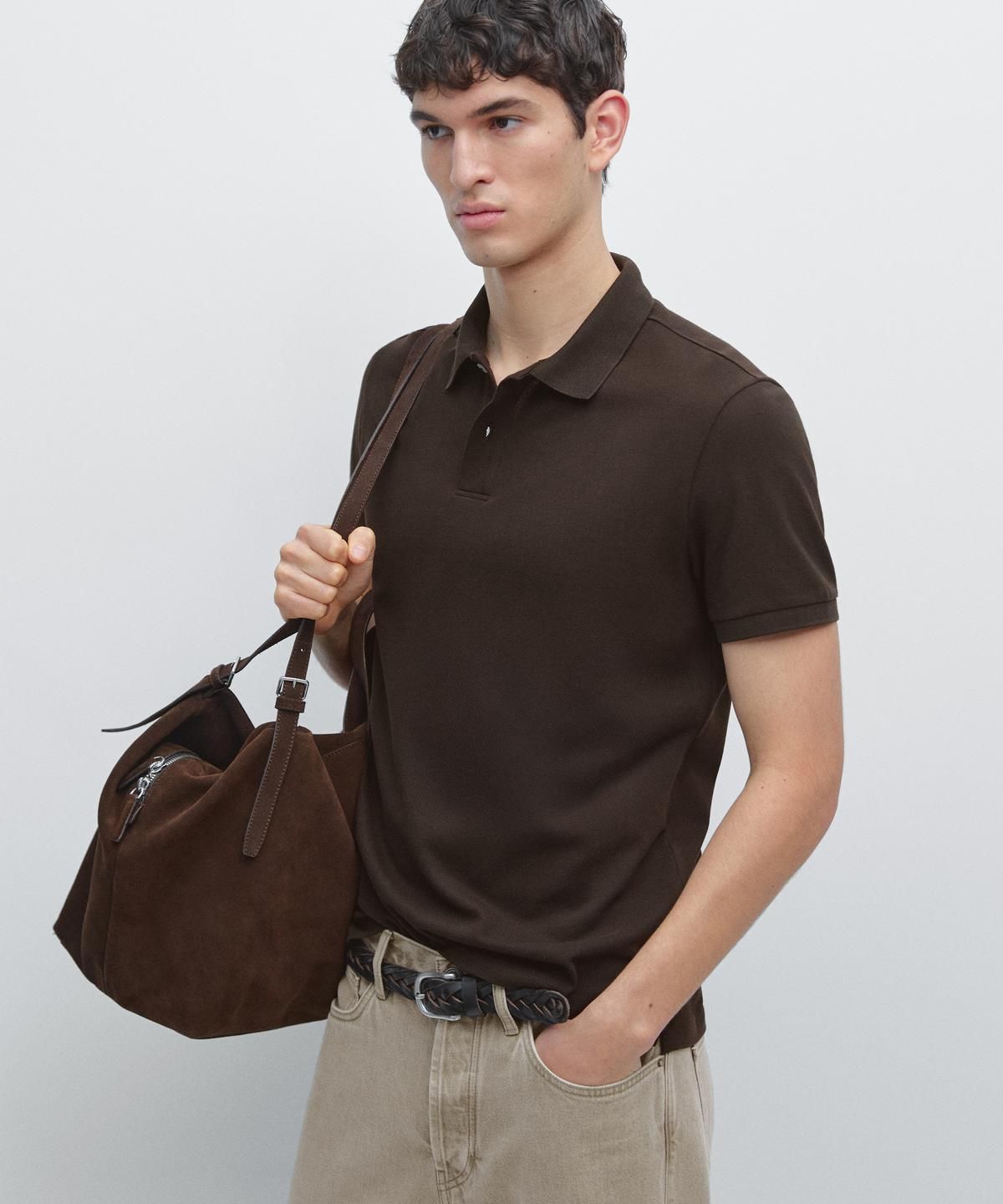 마시모두띠(MASSIMO DUTTI) 마이크로텍스처드 코튼 피케 폴로 셔츠
