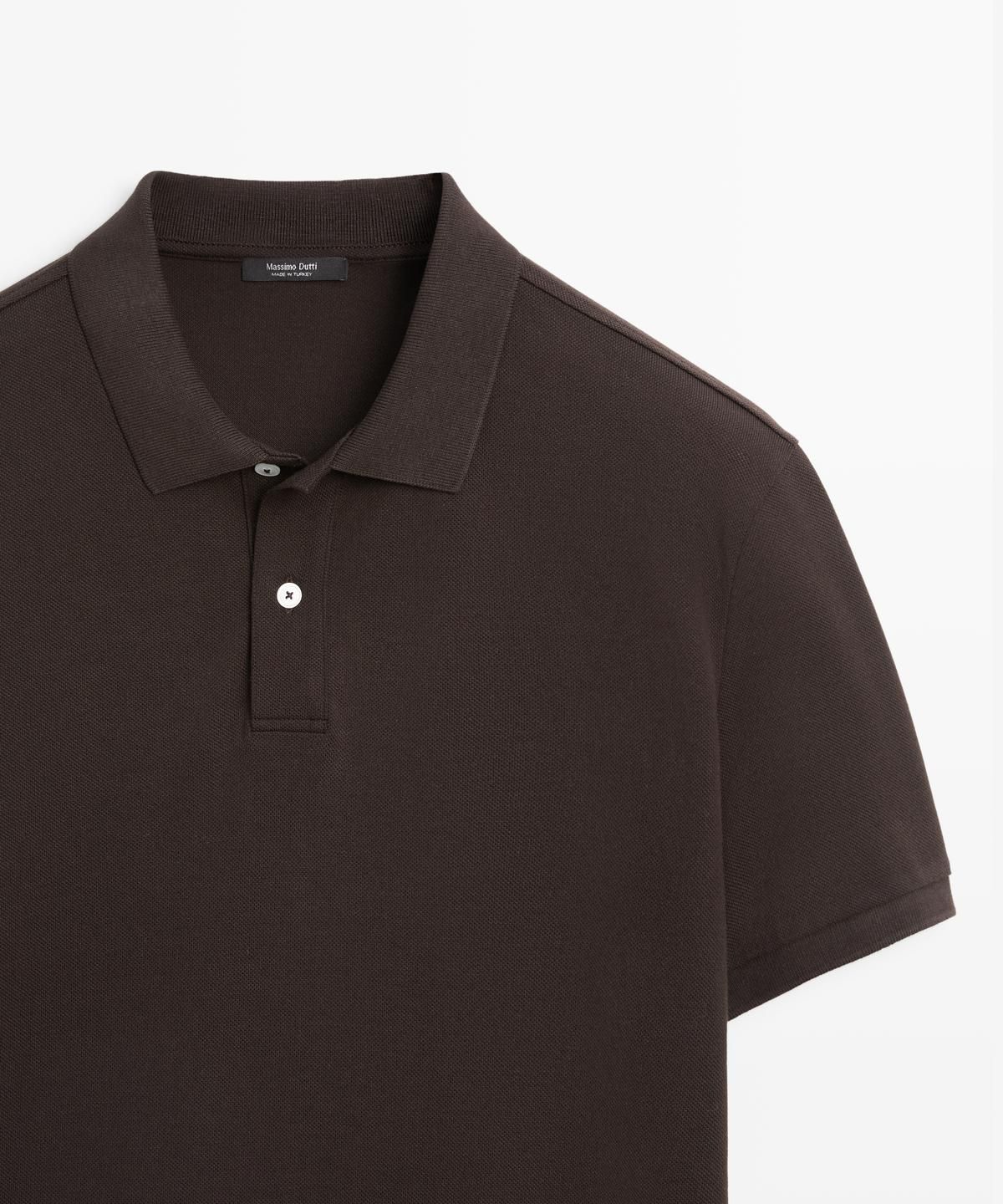 마시모두띠(MASSIMO DUTTI) 마이크로텍스처드 코튼 피케 폴로 셔츠