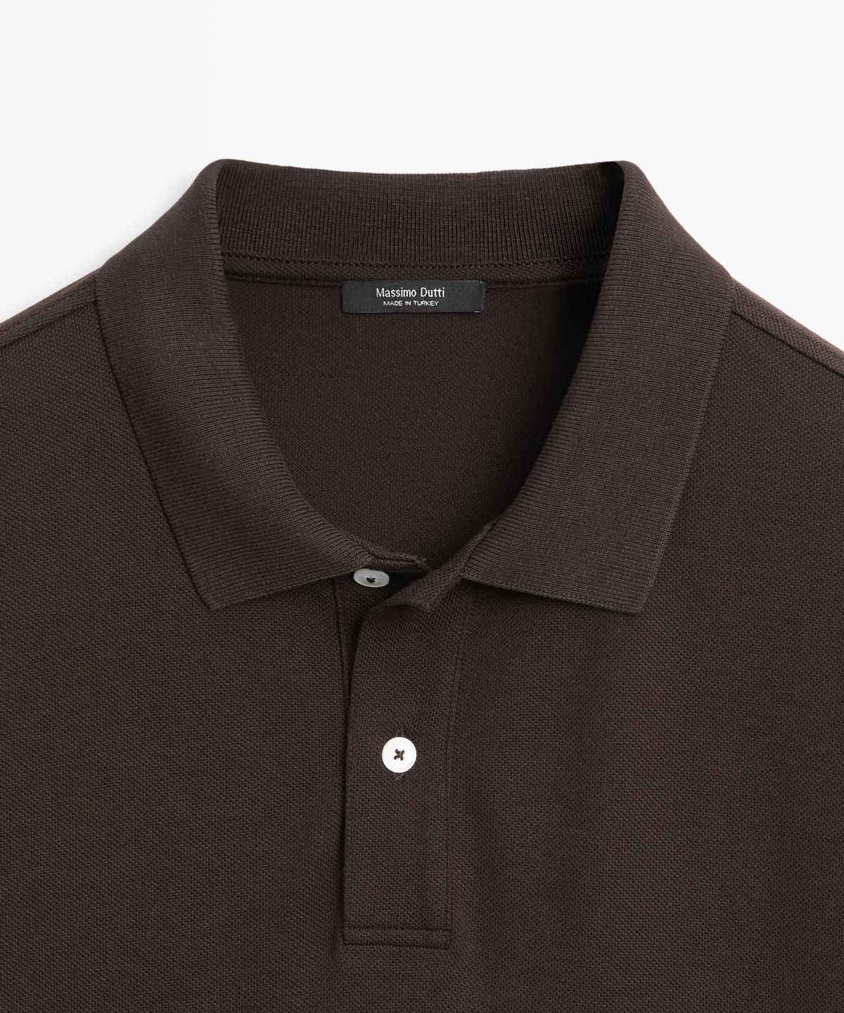 마시모두띠(MASSIMO DUTTI) 마이크로텍스처드 코튼 피케 폴로 셔츠