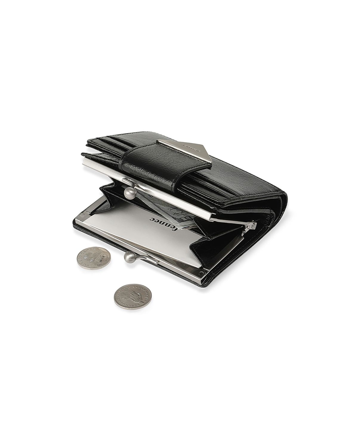 페넥(FENNEC) CRINKLE TRIANGLE FRAME BRIDGE WALLET - BLACK