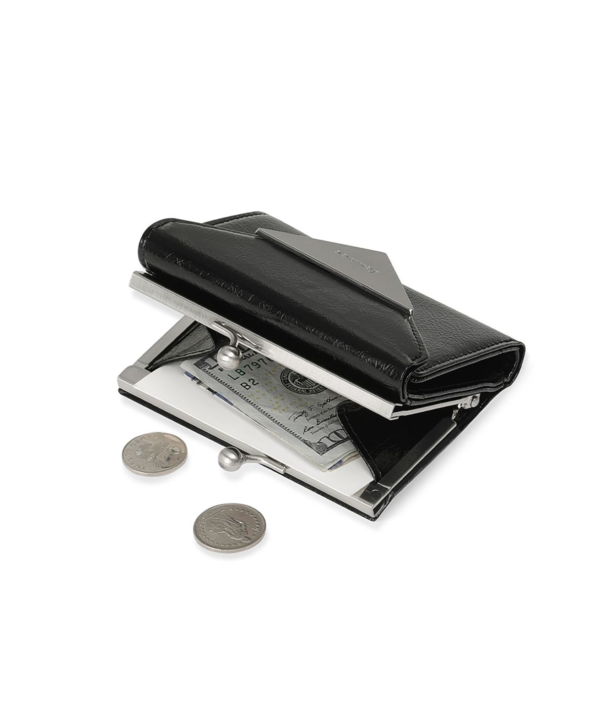 페넥(FENNEC) CRINKLE TRIANGLE FRAME WALLET - BLACK