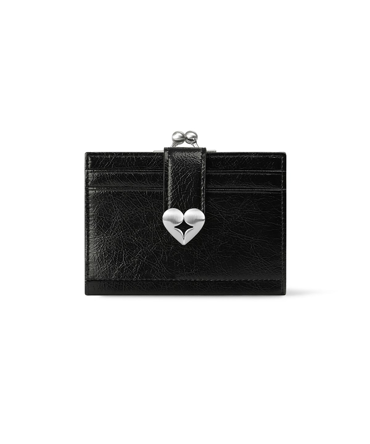 페넥(FENNEC) CRINKLE HEARTY FRAME BRIDGE WALLET - BLACK