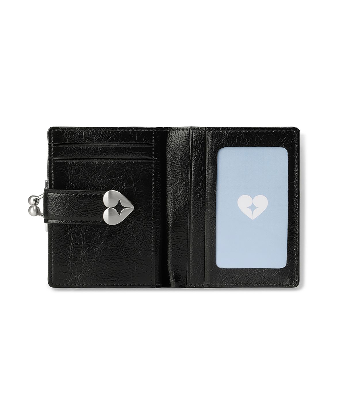 페넥(FENNEC) CRINKLE HEARTY FRAME BRIDGE WALLET - BLACK