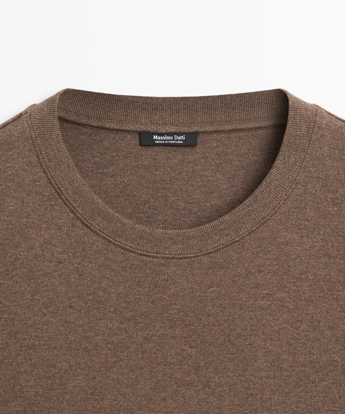 마시모두띠(MASSIMO DUTTI) 100% 코튼 인터로크 크루넥 티셔츠