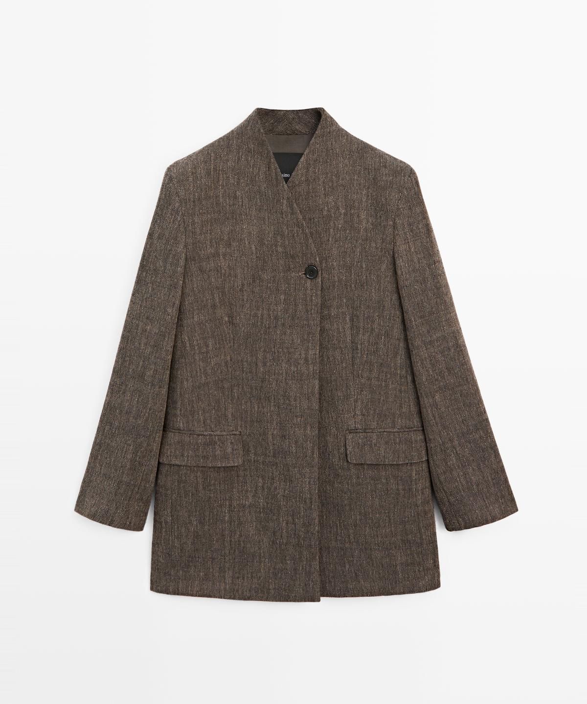 마시모두띠(MASSIMO DUTTI) 하이넥 울 마블 코트