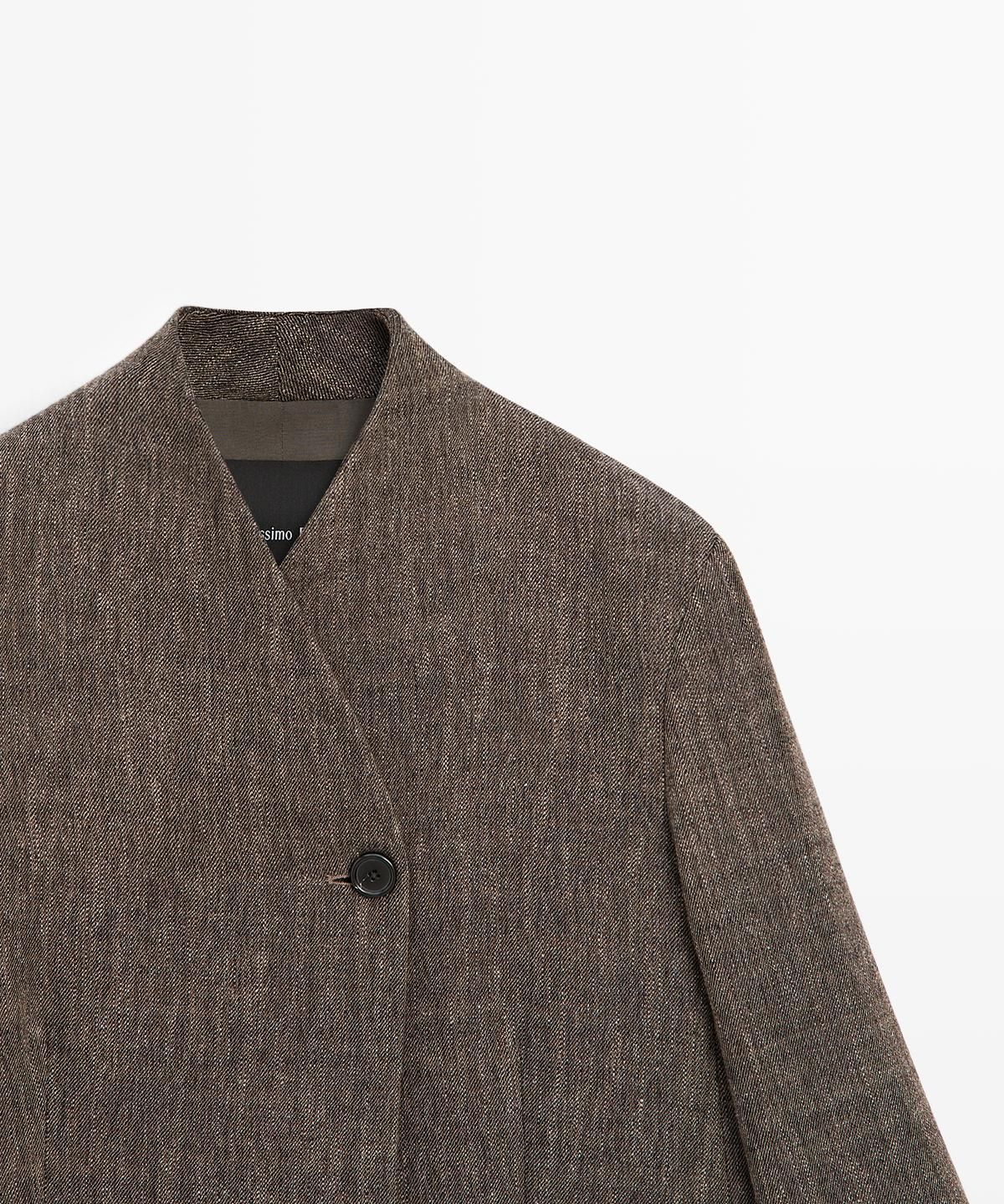 마시모두띠(MASSIMO DUTTI) 하이넥 울 마블 코트