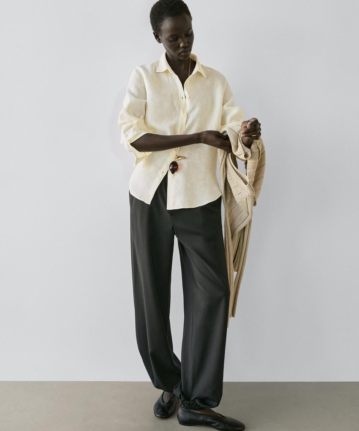 마시모두띠(MASSIMO DUTTI) 100% 린넨 루즈핏 셔츠