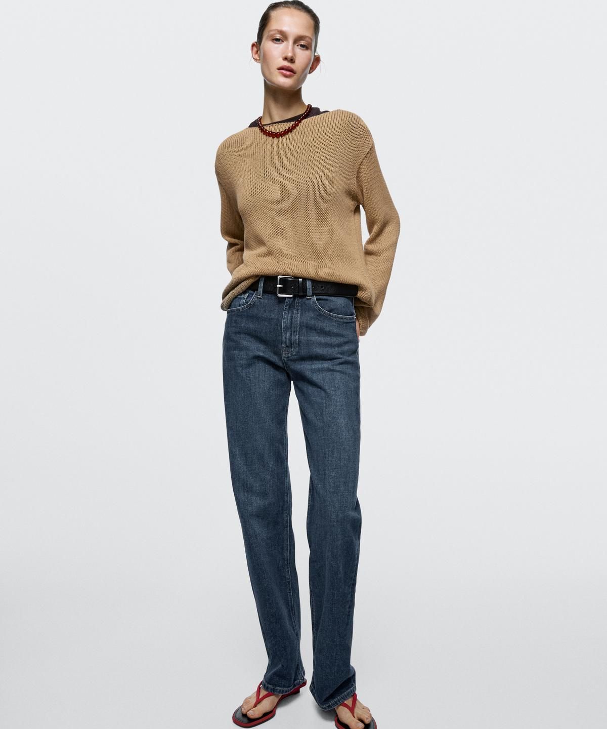 마시모두띠(MASSIMO DUTTI) 컴포트 스트레이트핏 하이웨이스트 데님 팬츠