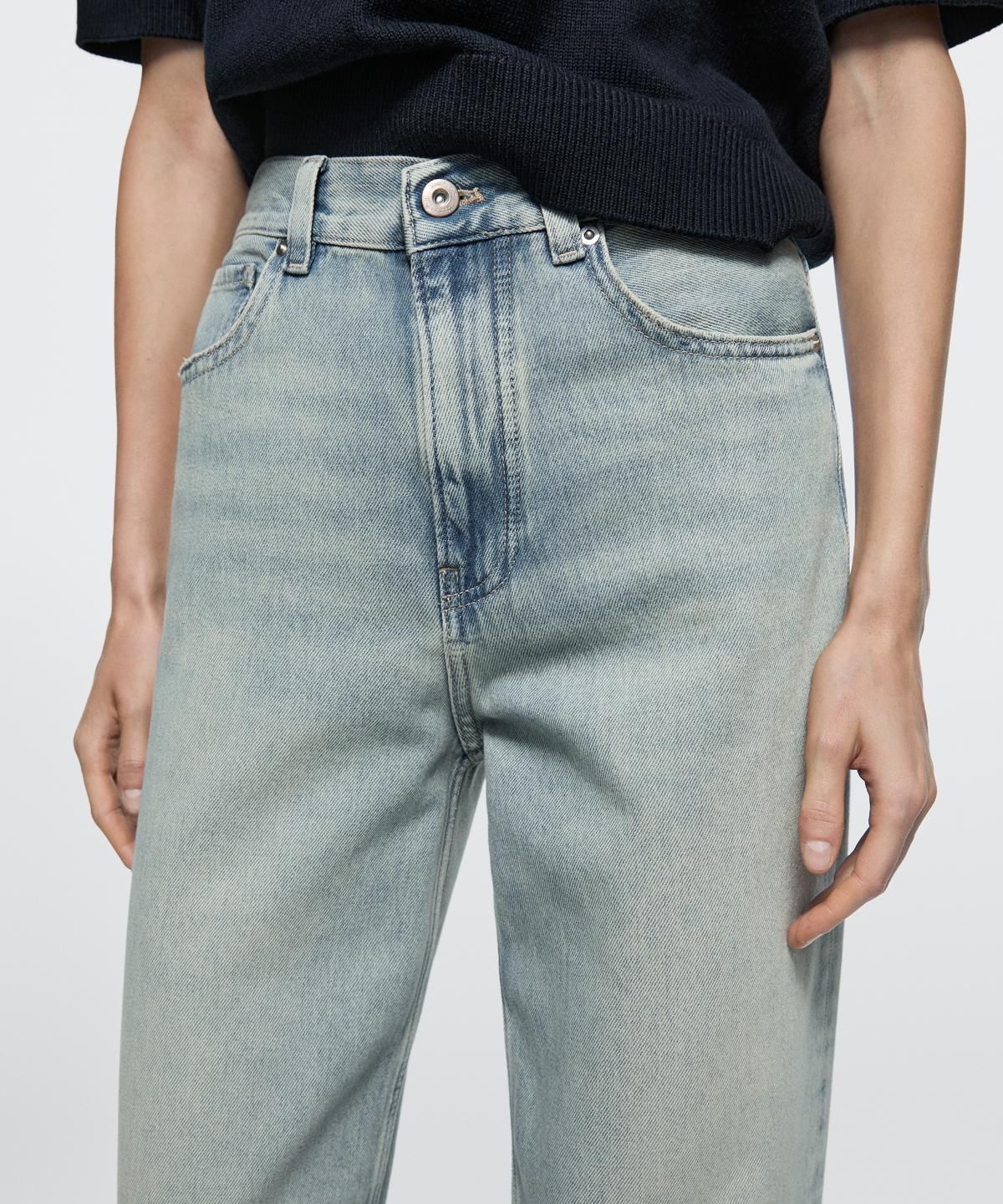 마시모두띠(MASSIMO DUTTI) 미드웨이스트 와이드 레그 진
