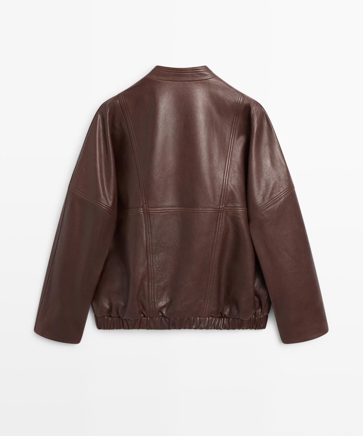 마시모두띠(MASSIMO DUTTI) 비대칭 나파 레더 봄버 자켓