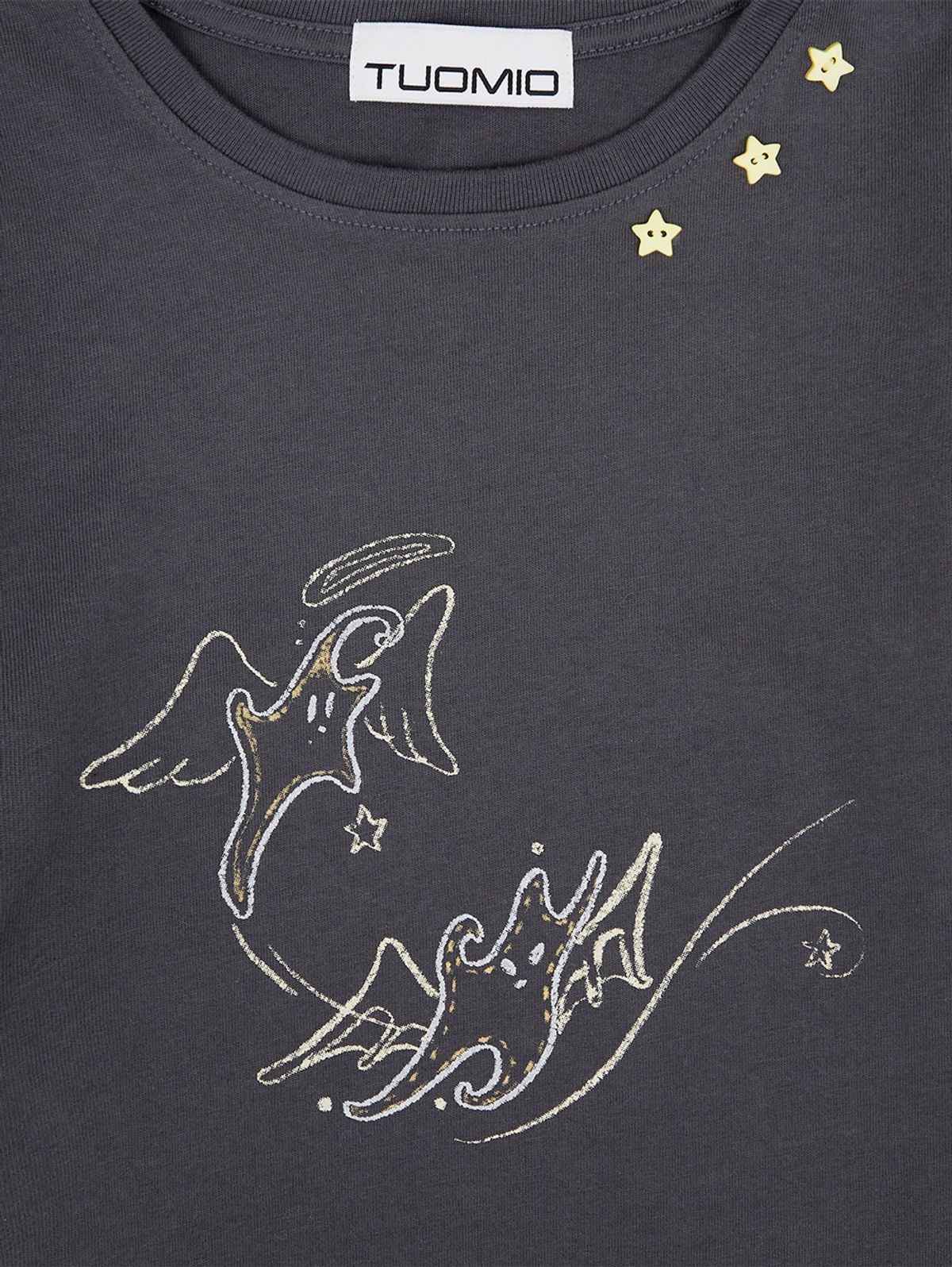 뚜오미오(TUOMIO) STAR DOODLE CAPRI T-SHIRT [CHARCOAL]