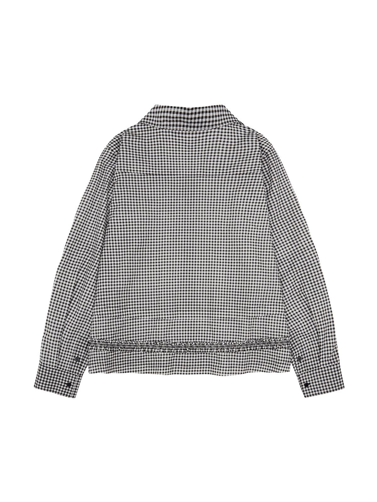 뚜오미오(TUOMIO) RUFFLE CHECK SHIRT [BLACK]