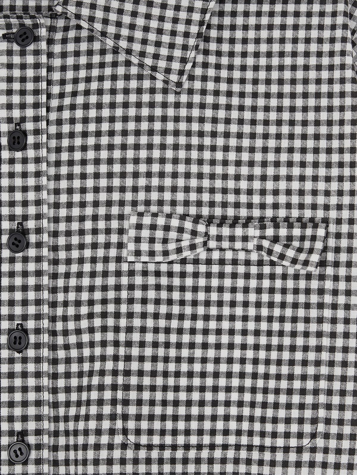 뚜오미오(TUOMIO) RUFFLE CHECK SHIRT [BLACK]