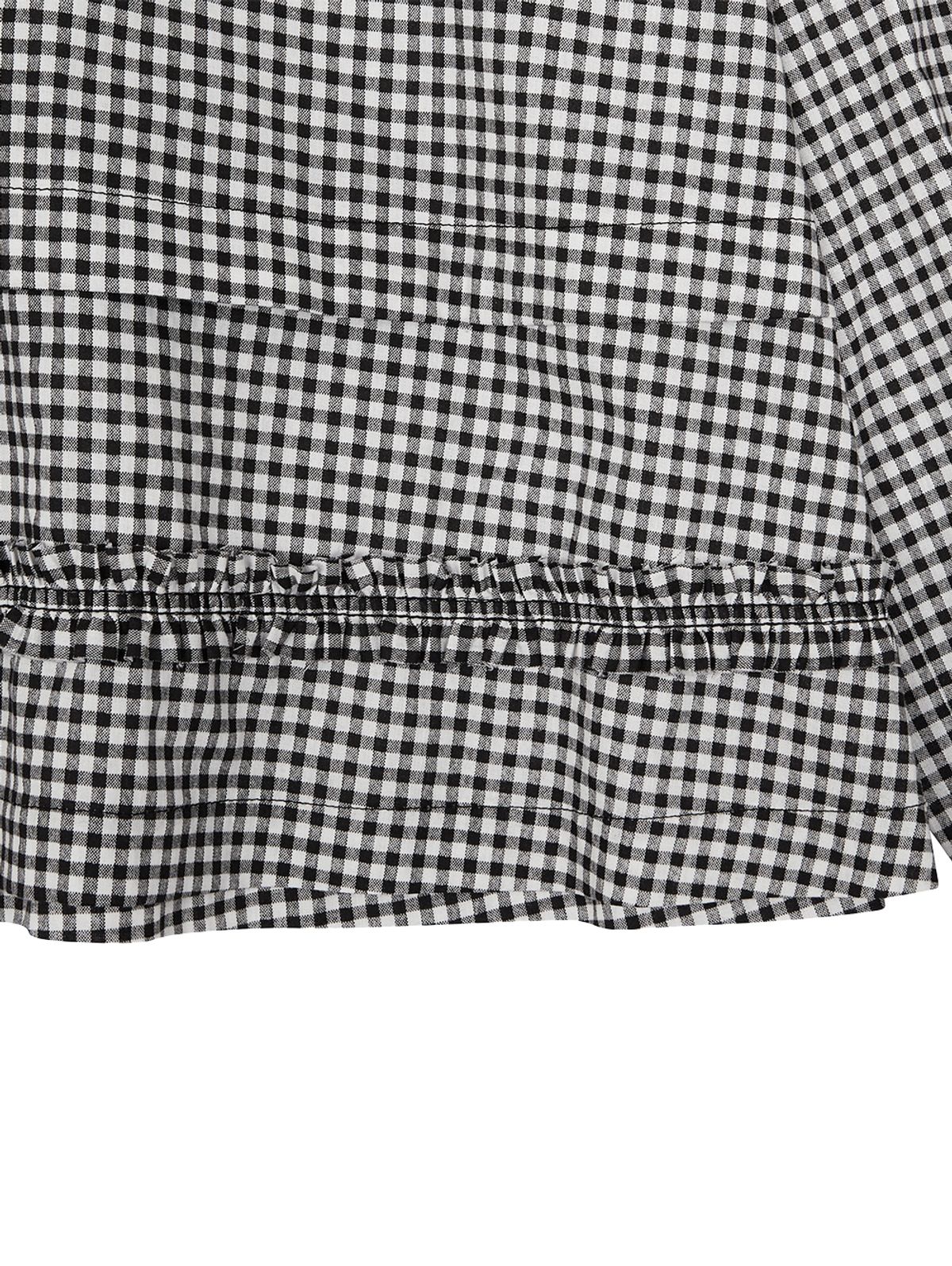뚜오미오(TUOMIO) RUFFLE CHECK SHIRT [BLACK]