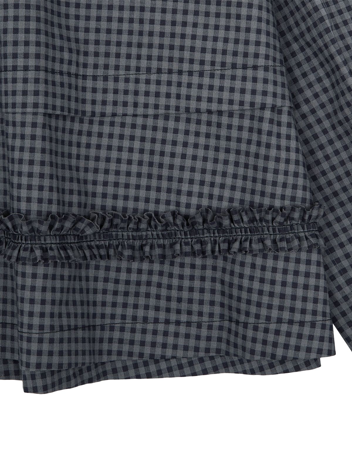 뚜오미오(TUOMIO) RUFFLE CHECK SHIRT [NAVY]